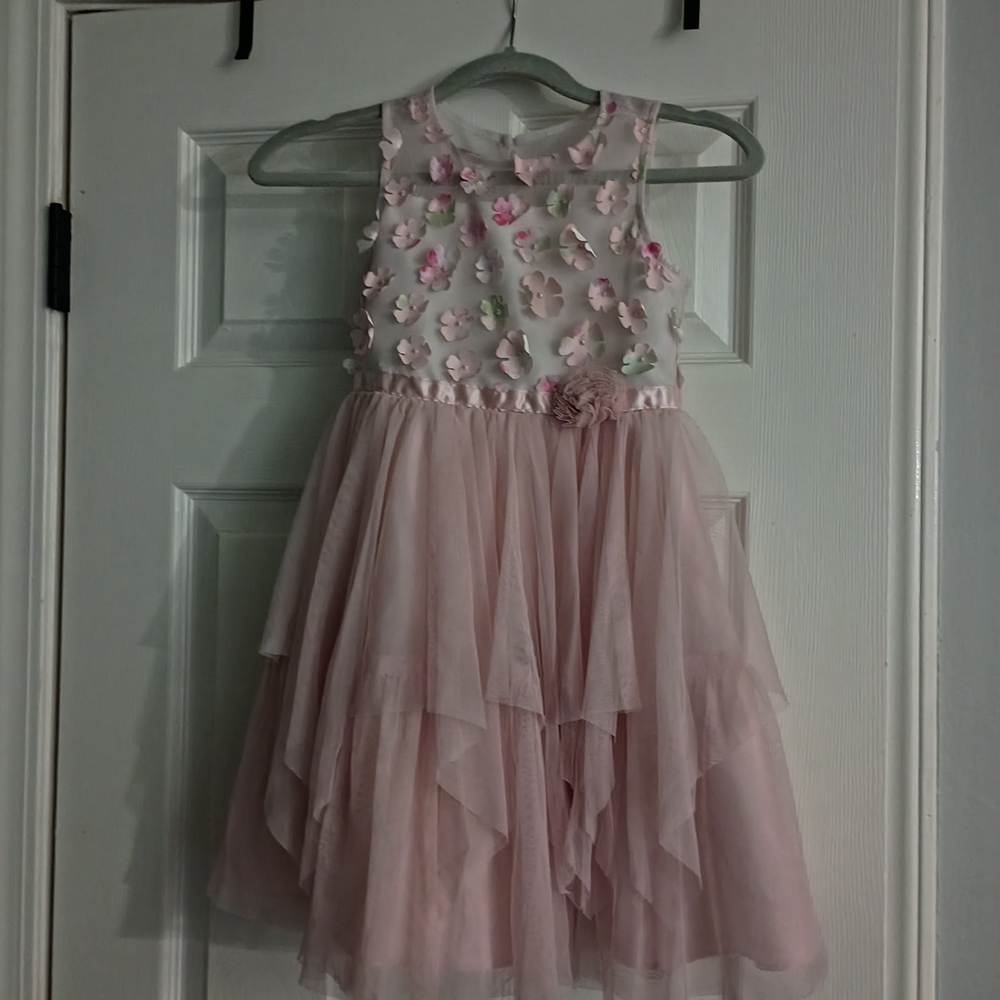 Jona Michelle Sz 5 Pink and Cream Frothy Floral Dress